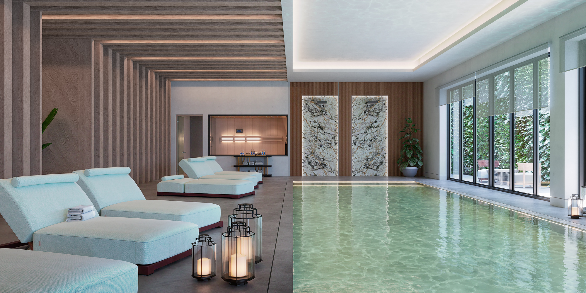 Spa so saunou a relaxačnou zónou pri vnútornom bazéne
