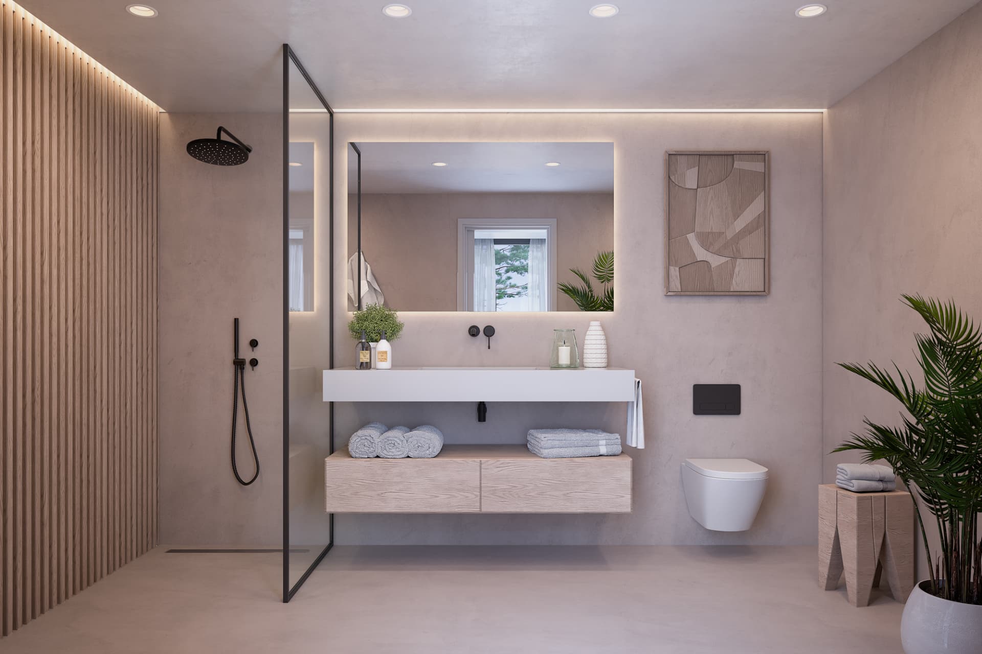 Dizajnová kúpeľňa s walk-in sprchou